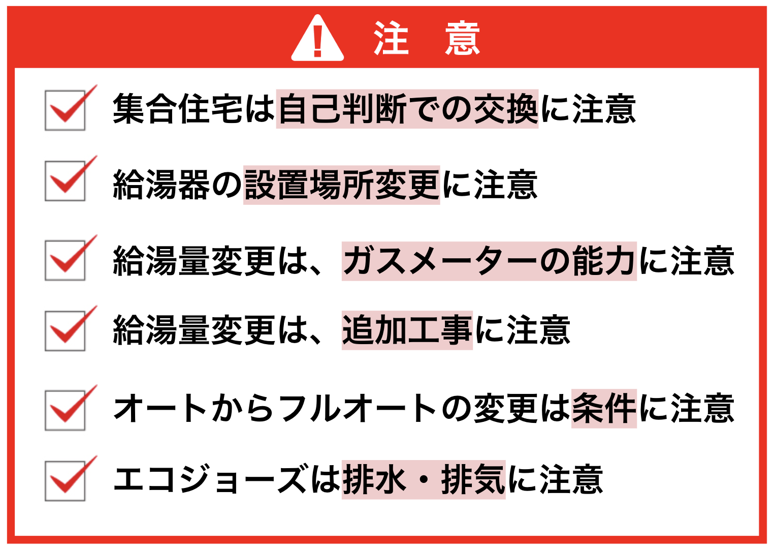 給湯器交換の注意点6つ